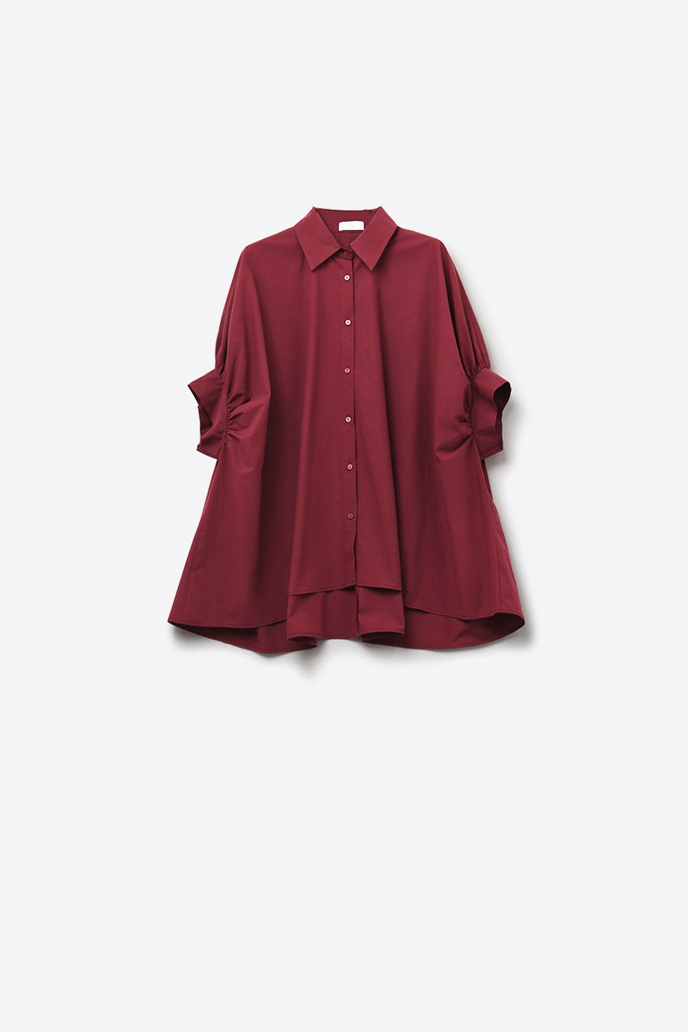 Burgundy Oversized Blouse with Short Sleeve Q2store
