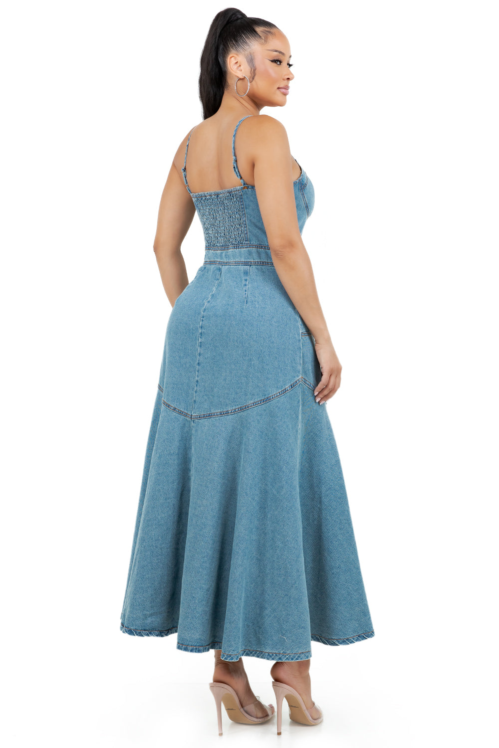 WOMEN FASHION DENIM LONG MAXI DRESS BY CLAUDE