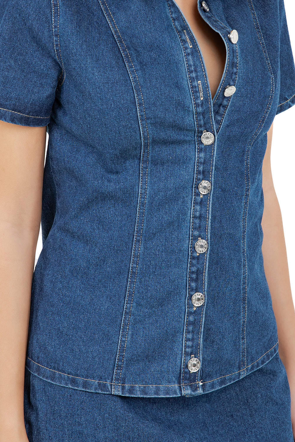WOMEN FASHION DENIM TOP AND SKIRT SET BY CLAUDE