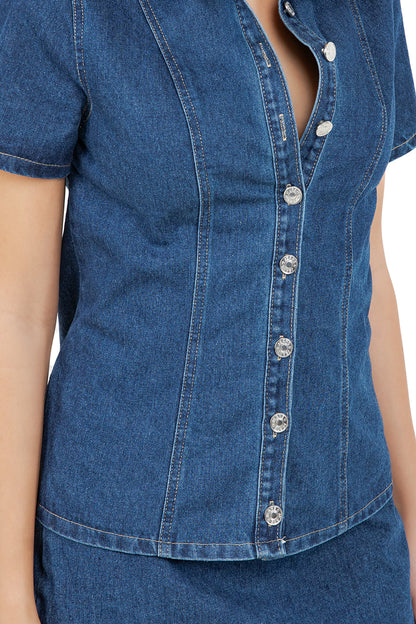 WOMEN FASHION DENIM TOP AND SKIRT SET BY CLAUDE