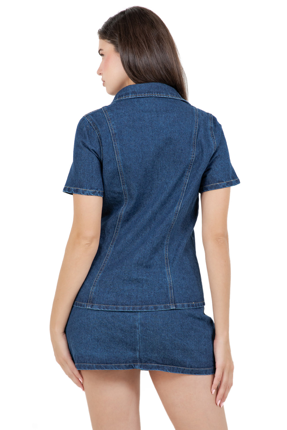 WOMEN FASHION DENIM TOP AND SKIRT SET BY CLAUDE