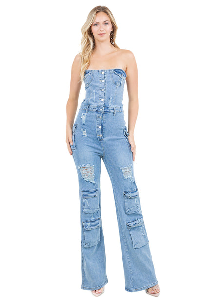 WOMEN FASHION DENIM JUMPSUIT BY CLAUDE