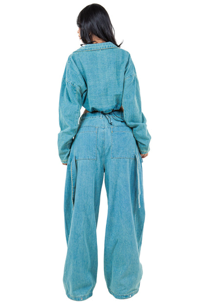 WOMEN FASHION DENIM TWO PIECE PANT SET BY CLAUDE