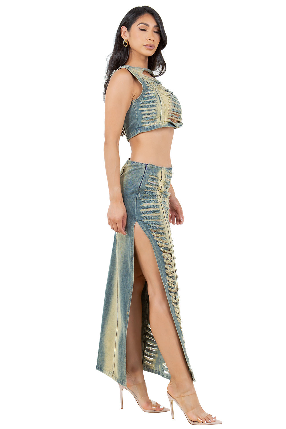 WOMEN FASHION DENIM TWO PIECE PANTS SET BY CLAUDE