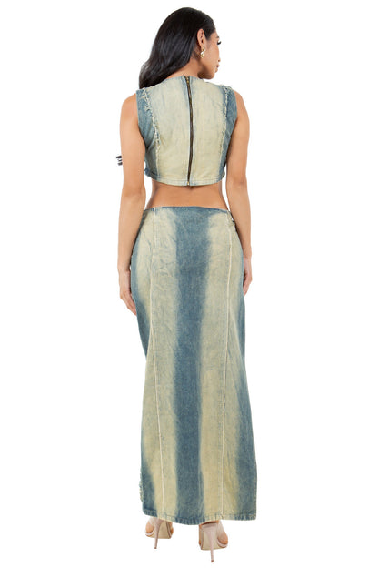 WOMEN FASHION DENIM TWO PIECE PANTS SET BY CLAUDE