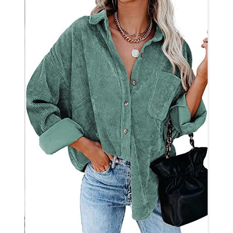 Corduroy Country Chic Shirt – Stylish Single-Breasted Cowgirl Shirt Country in My Heart