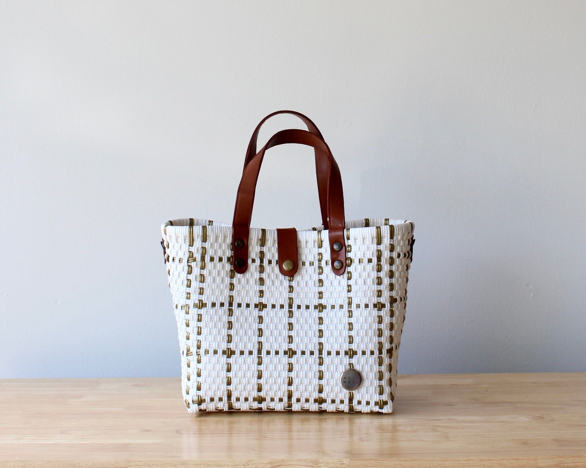 White & Gold Vida Purse with Leather MexiMexi