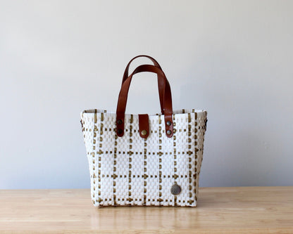 White & Gold Vida Purse with Leather MexiMexi