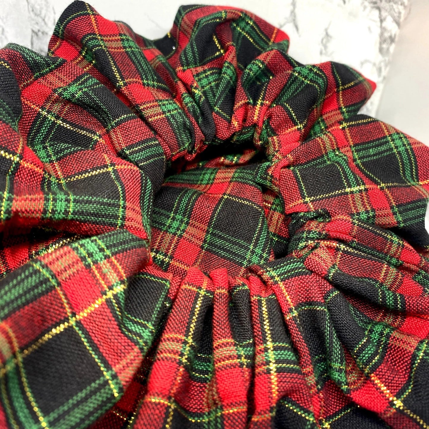 Gold Sparkle Plaid Christmas Scrunchie Enchanted Scrunch