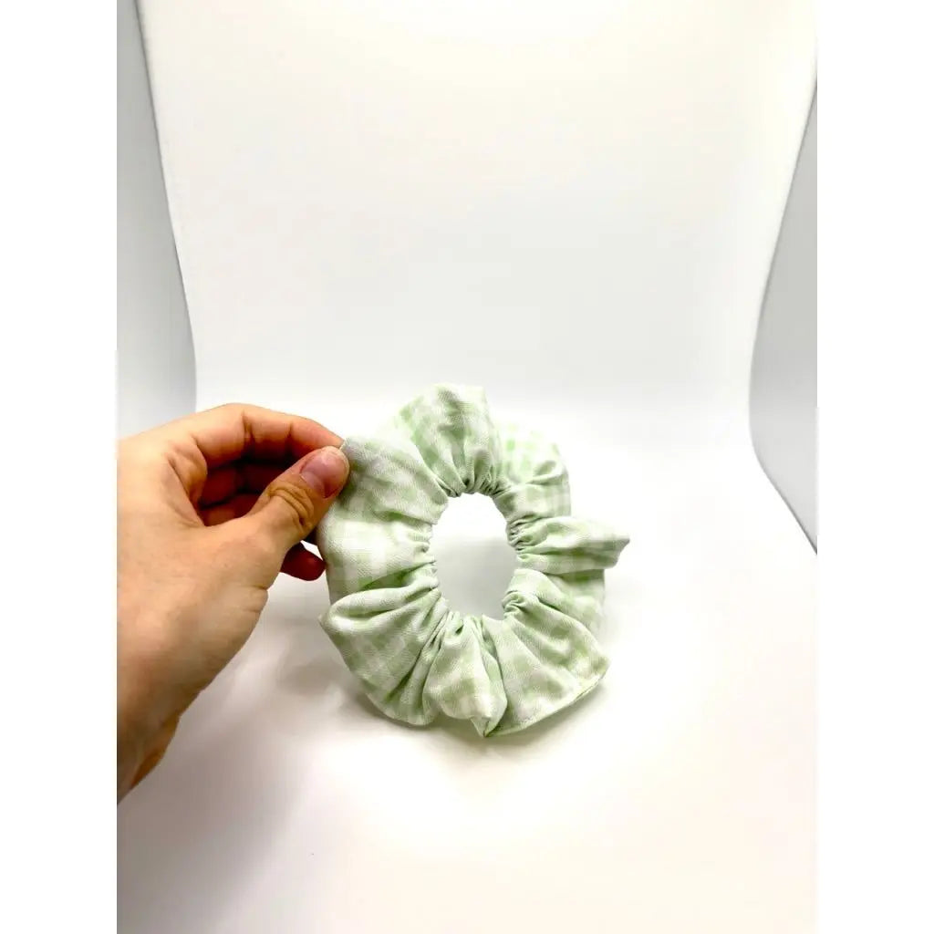 Mini Mint Green Gingham Spring Scrunchie Enchanted Scrunch