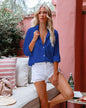 Summer Breeze Button-Up Shirt – Stylish Cotton and Linen Top for Women Country in My Heart