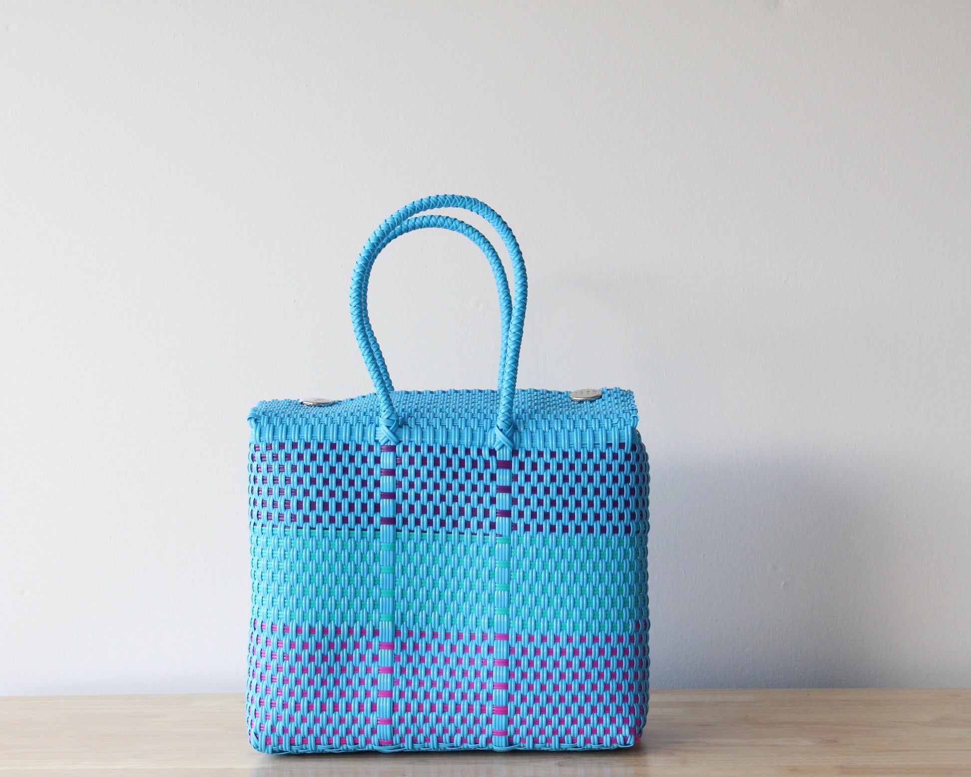 Turquoise & Purple Medium Handwoven Handbag MexiMexi