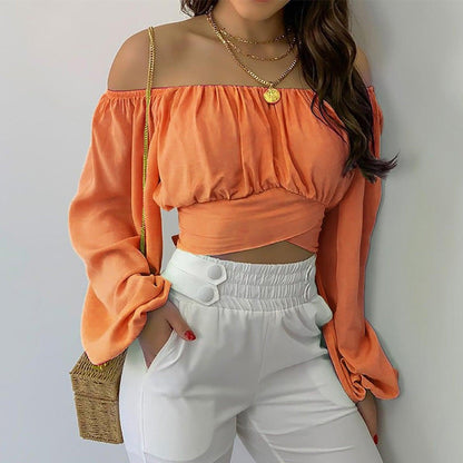 Off Shoulder Cross Tie Long Sleeve Top | Sexy & Trendy Cowgirl Look Country in My Heart