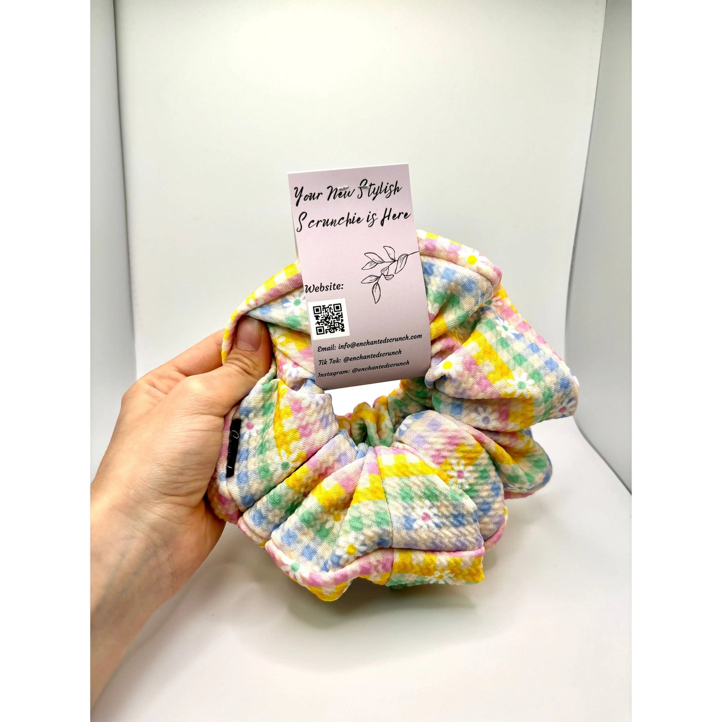 Spring Gingham Flower Mommy & Me Scrunchie Set Enchanted Scrunch