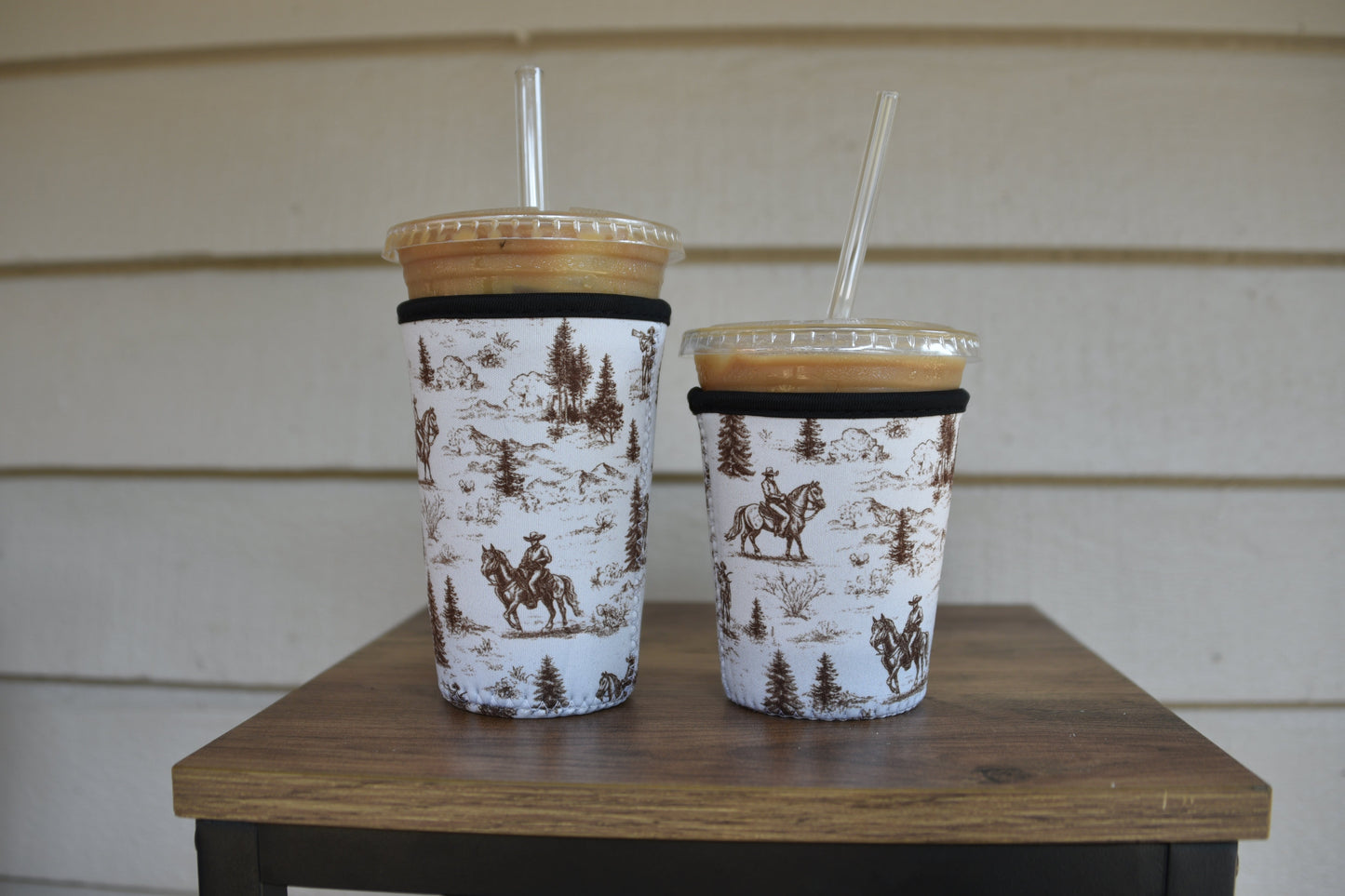 Western Golden Cowboy Coffee Sleeve | Reusable Neoprene Iced Coffee Cup Cover (16–24oz) BashDesignsCo