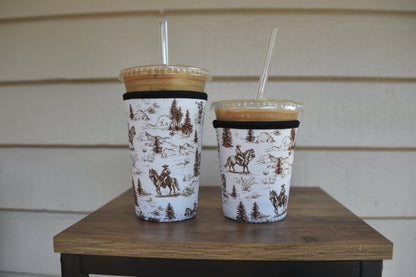Western Golden Cowboy Coffee Sleeve | Reusable Neoprene Iced Coffee Cup Cover (16–24oz) BashDesignsCo