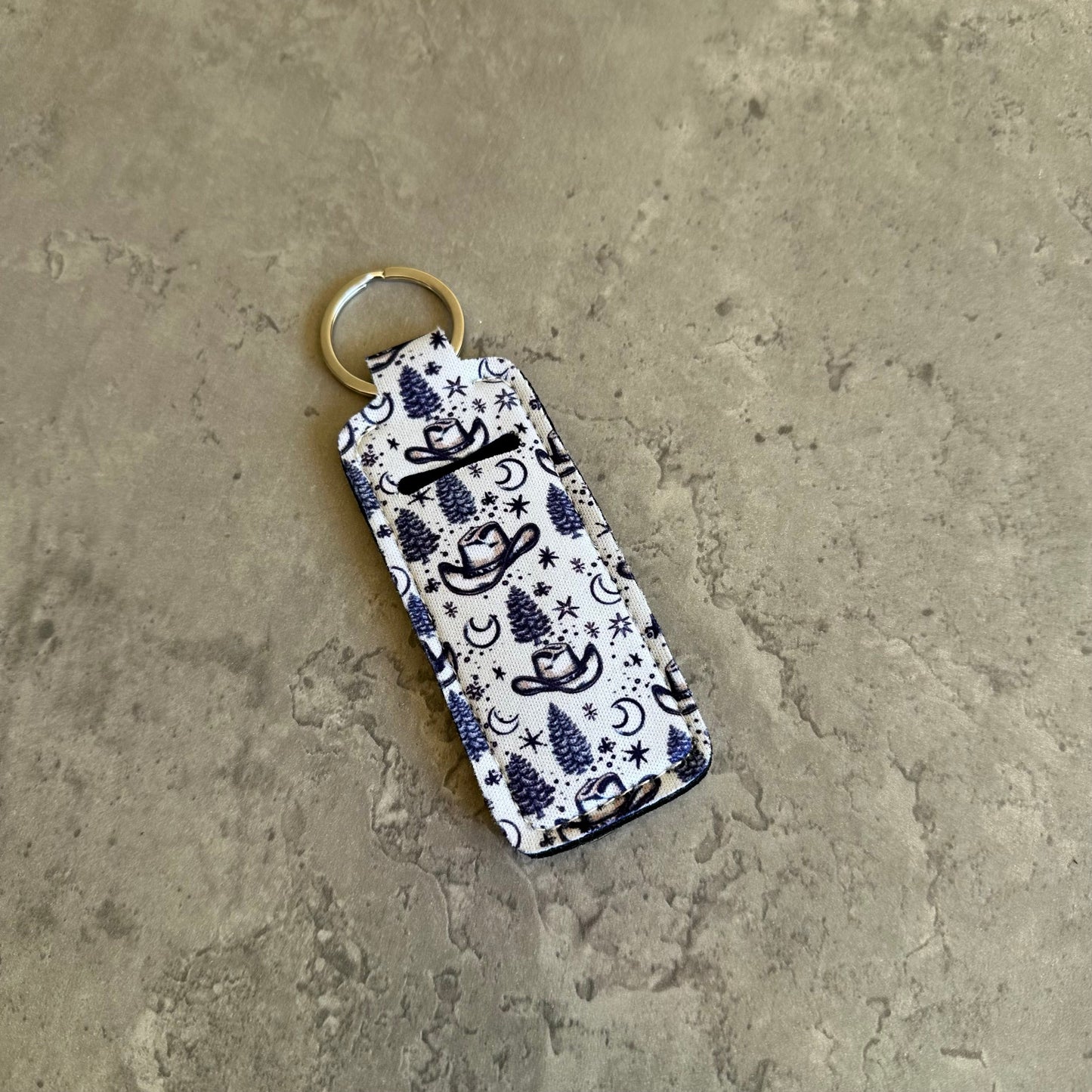 Chapstick Holder Keychain – Cow Print, Camo Pink Bow, Cowboy Toile, Barn Toile, croquette, duck, moon BashDesignsCo