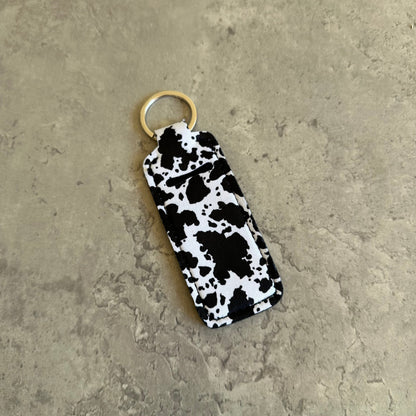 Chapstick Holder Keychain – Cow Print, Camo Pink Bow, Cowboy Toile, Barn Toile, croquette, duck, moon BashDesignsCo