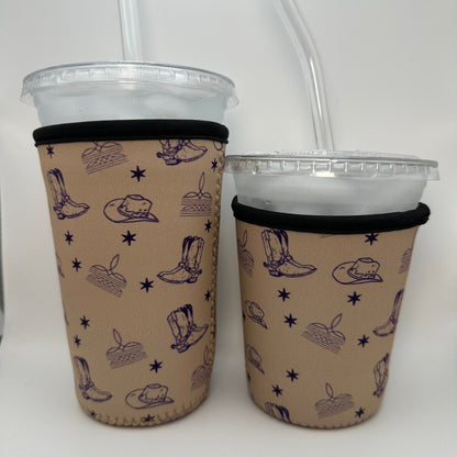 Neutral boots patterned Iced Coffee Cover | Iced Coffee Koozie BashDesignsCo