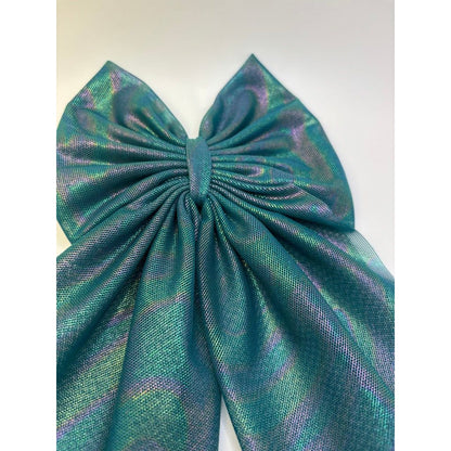 Iridescent Green Longtail Bow Enchanted Scrunch