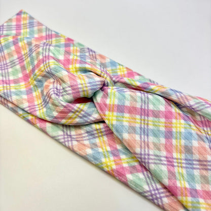 Easter Plaid Ribbed Twist Knot Headband Enchanted Scrunch