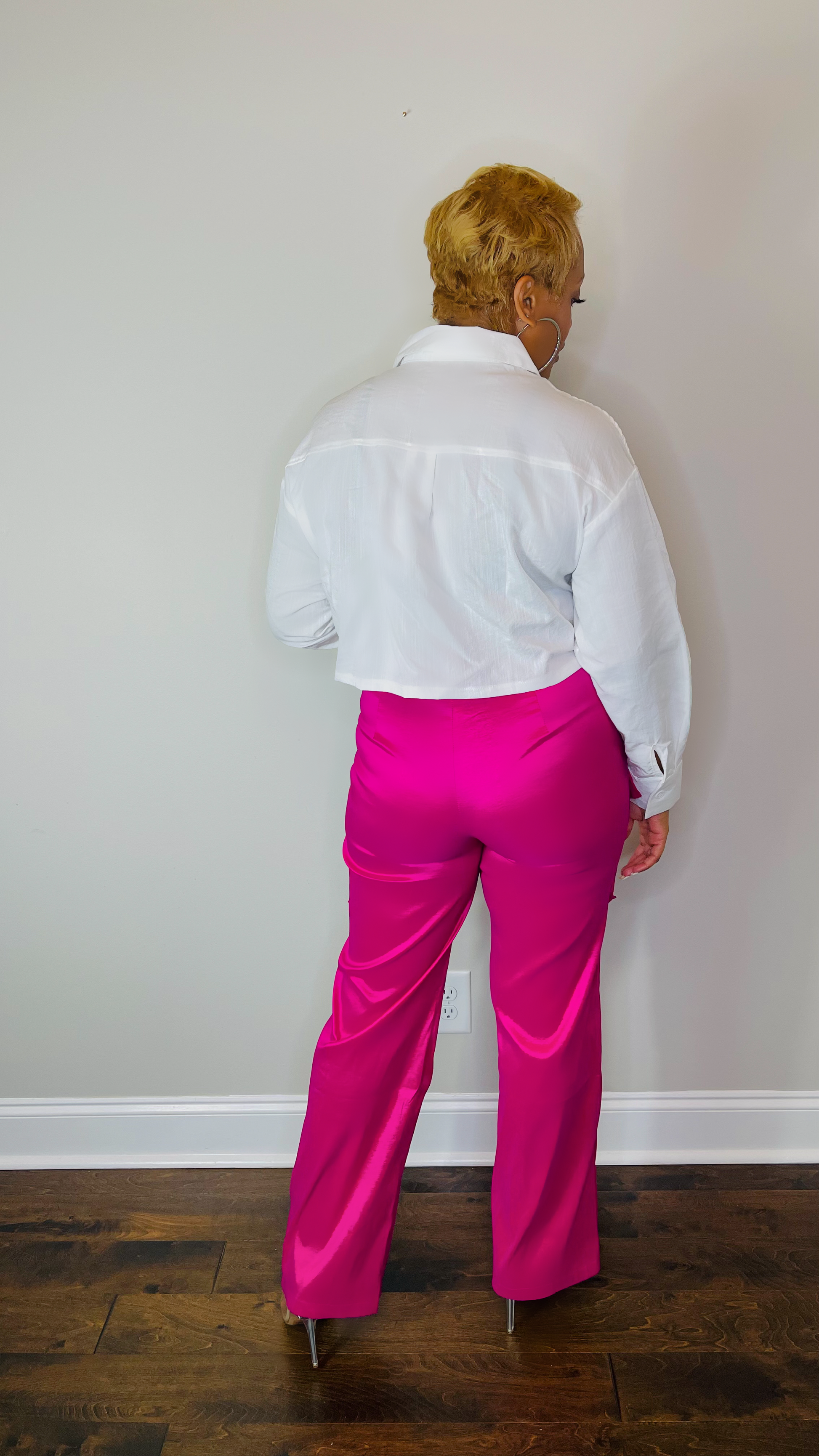 Pink Satin Cargo Pants The Bella Noire Store