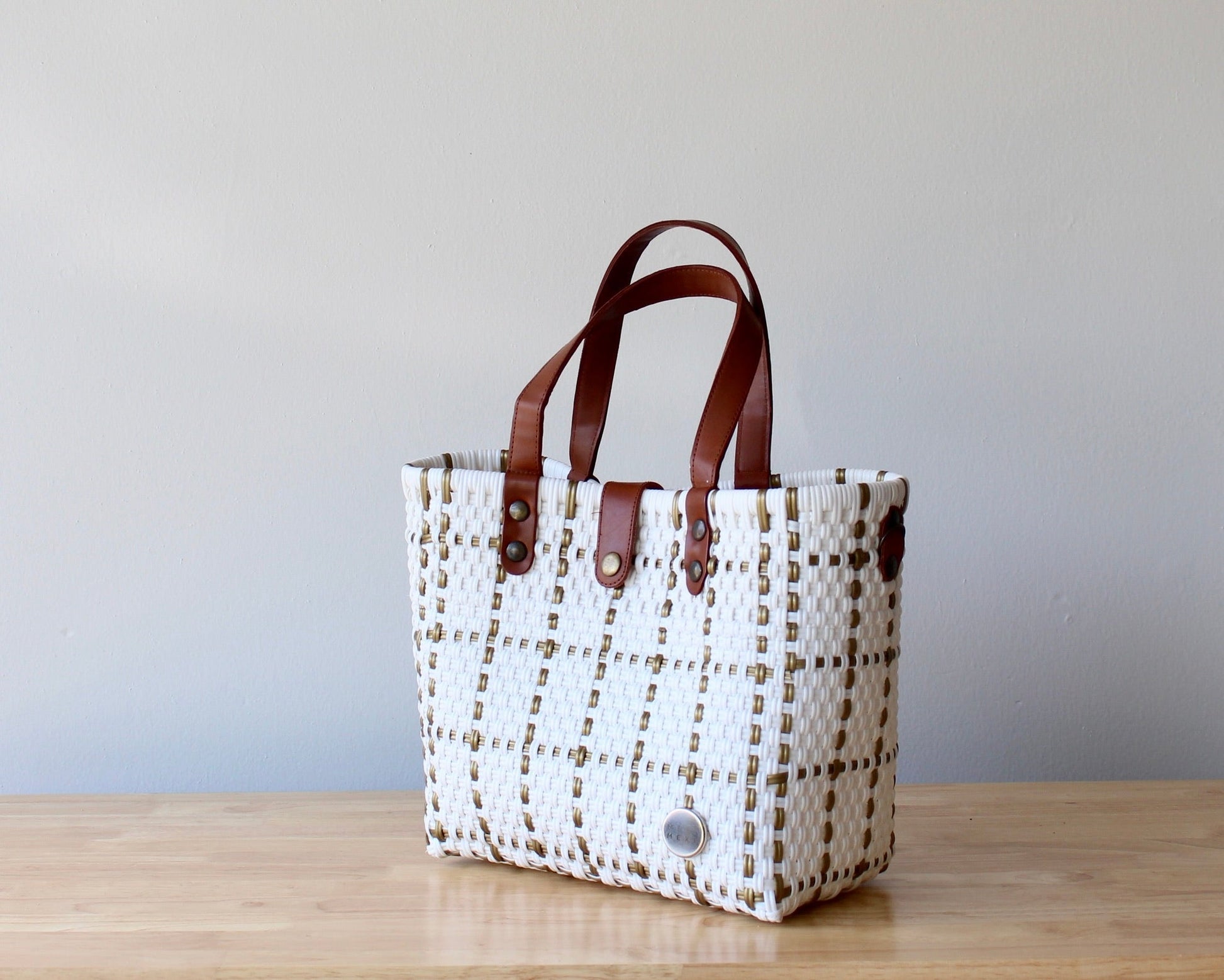 White & Gold Vida Purse with Leather MexiMexi
