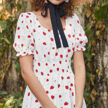 Strawberry Fields Summer Dress - Playful Floral Chiffon Dress for Women Country in My Heart