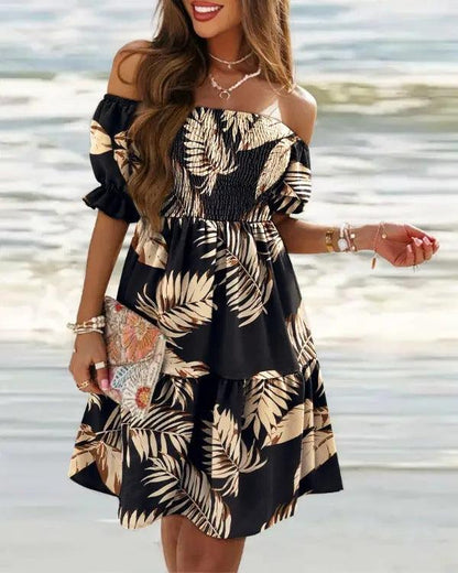 Boho Breeze Off-Shoulder Pleated Dress – Stylish Cowgirl Casual Wear Country in My Heart