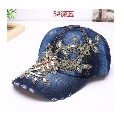 Cowgirl's Diamond Embroidery Flower Baseball Cap Country in My Heart