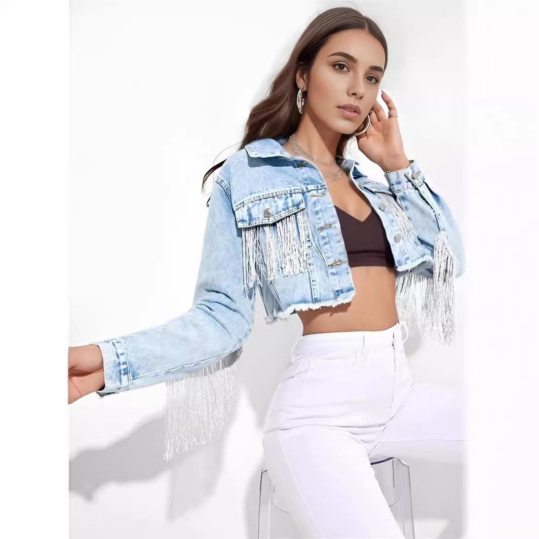 Fringe Rider Short Denim Jacket Country in My Heart