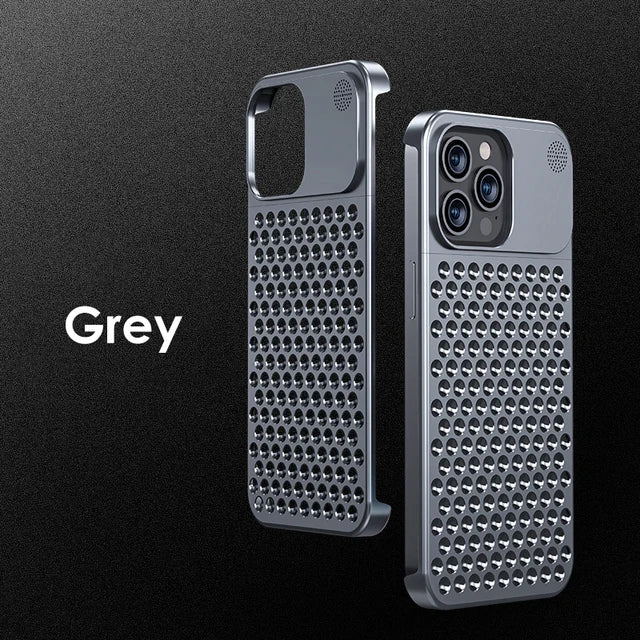 Metalen Warmteafvoer Telefoonhoes Voor Iphone 13 12 14 15 Pro Max Plus Koelende Geur Randloze Holle Aluminium Schokbestendige Hoes
