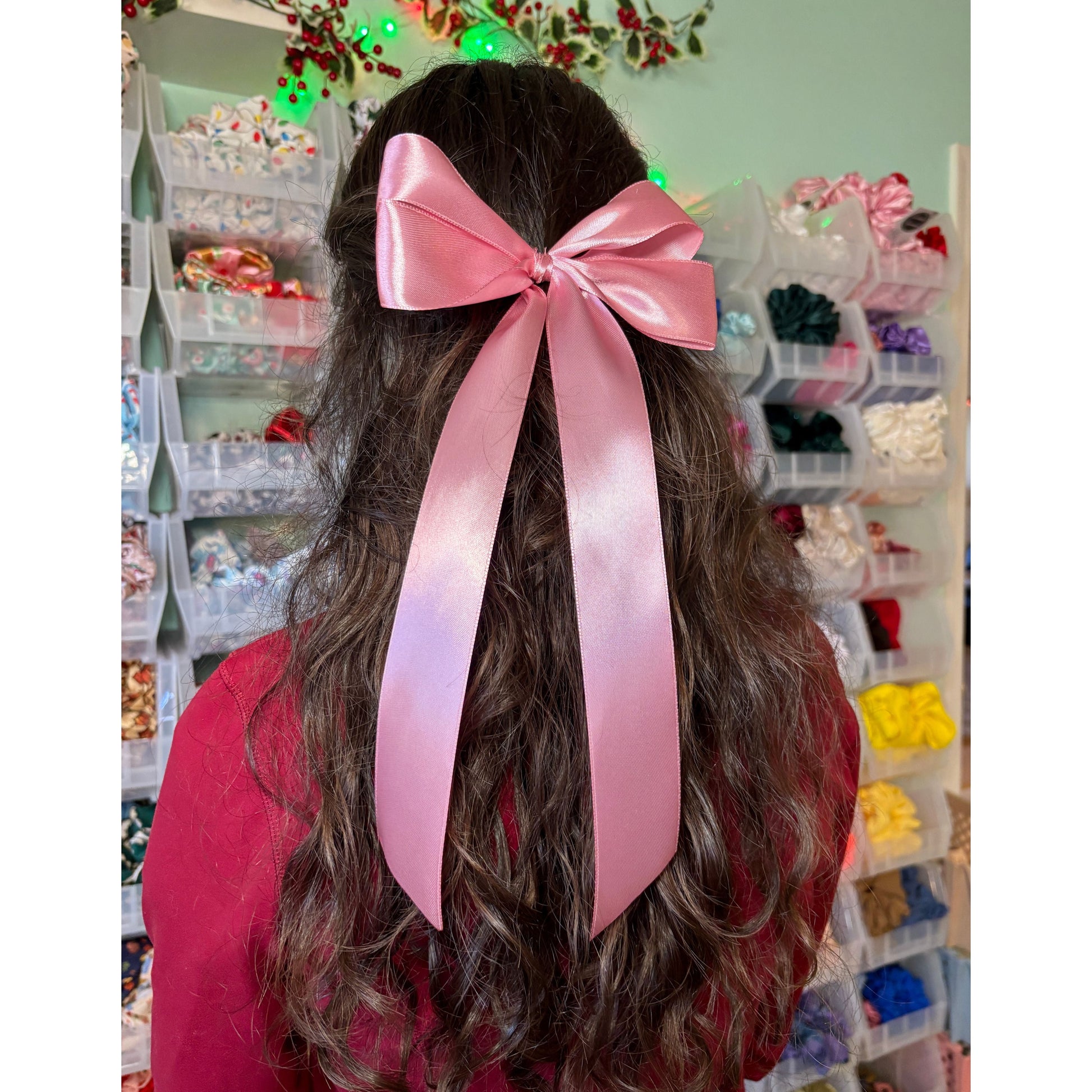 Pink Silk Valentine's Day Double Long Bow Enchanted Scrunch