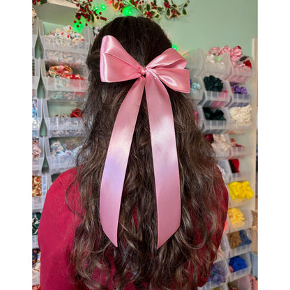 Pink Silk Valentine's Day Double Long Bow Enchanted Scrunch
