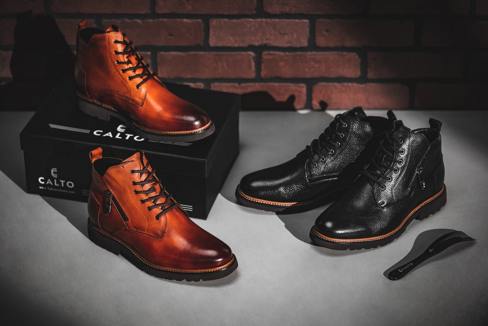 CALTO - Y42072 - 2.8 Inches Taller (Brown) - Dressy Casual Boots Tallmenshoes.com