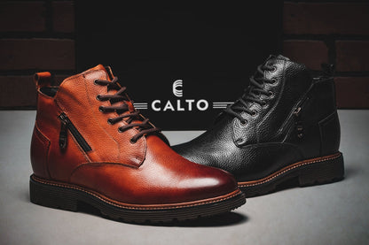 CALTO - Y42072 - 2.8 Inches Taller (Brown) - Dressy Casual Boots Tallmenshoes.com