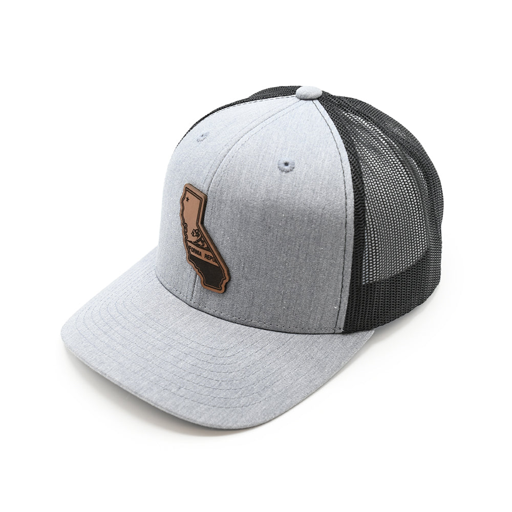 CA State Flag Leather Patch Hat Shield Republic
