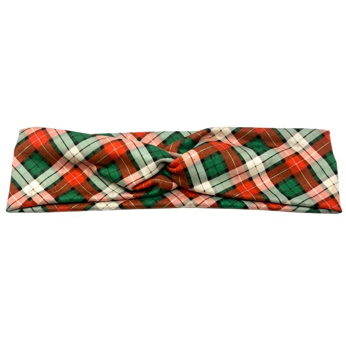 Red and Green Plaid Twist Knot Headband Enchanted Scrunch