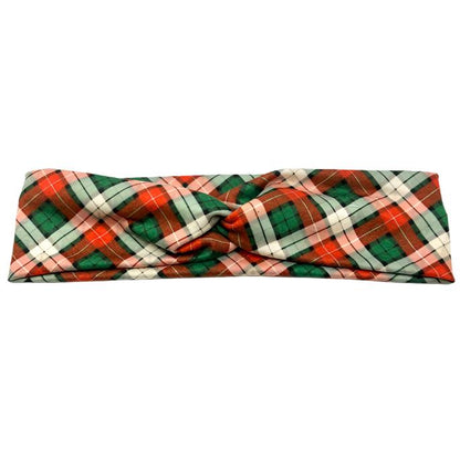 Red and Green Plaid Twist Knot Headband Enchanted Scrunch