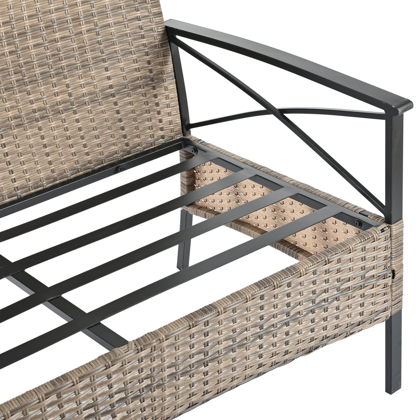 Patio Furniture, Outdoor Furniture, Seasonal PE Wicker Furniture, Four Set Wicker Furniture With Black Metal Table V.I.P Digital Presence