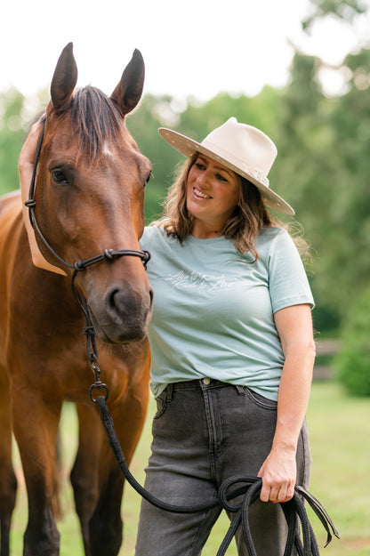 Live to Ride Tee: Sea Spray Blue (Ladies) Horseplay Apparel