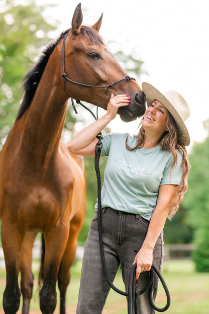 Live to Ride Tee: Sea Spray Blue (Ladies) Horseplay Apparel