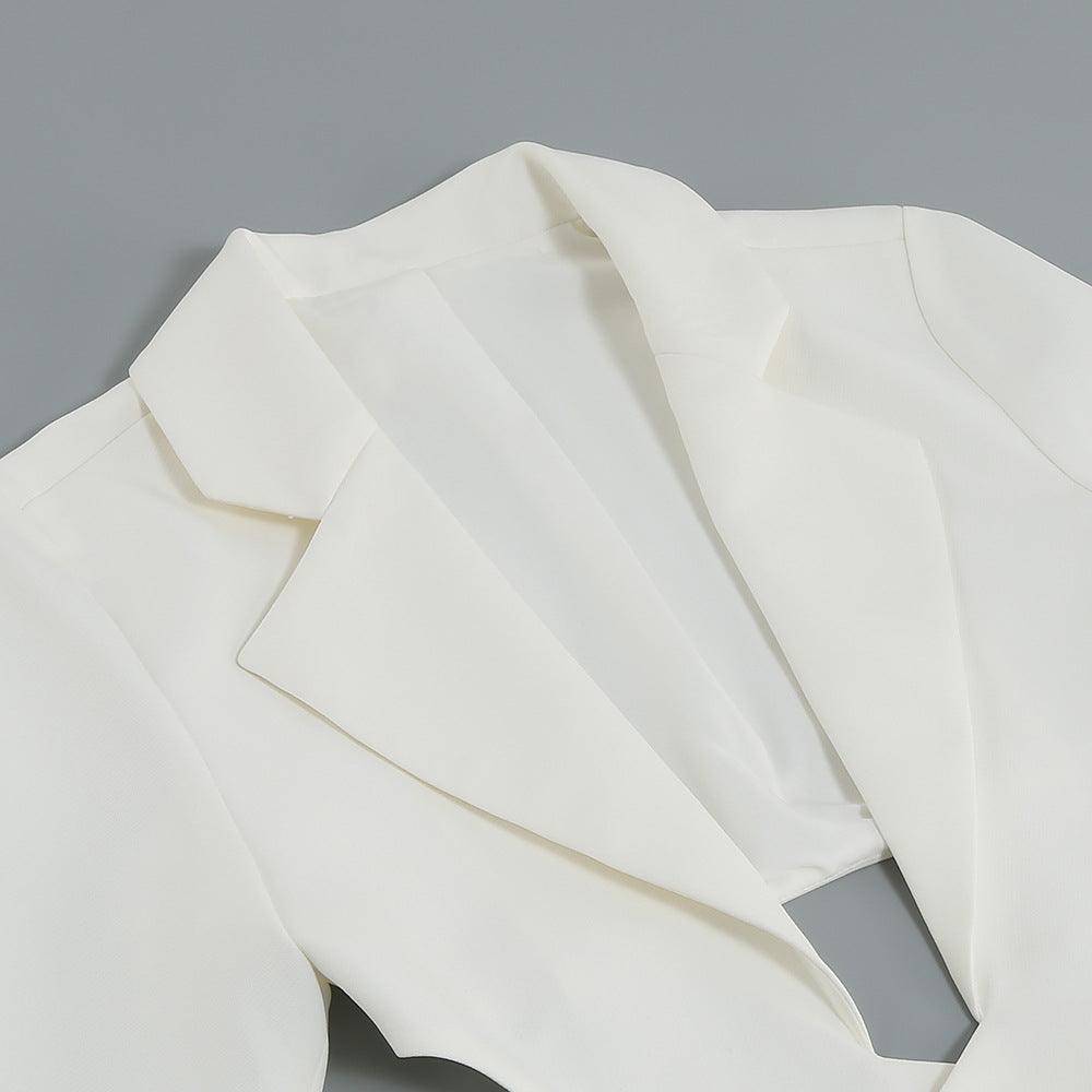 Chic White V-Neck Suit Set Country in My Heart