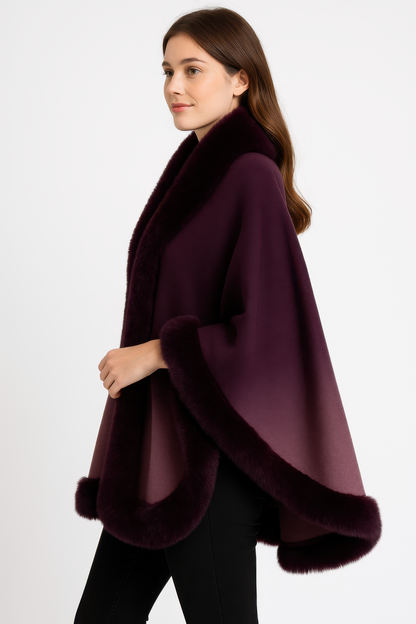 Ombre Faux Fur Trim Cape Wrap See size chart under “more details” The Fashion Celestial