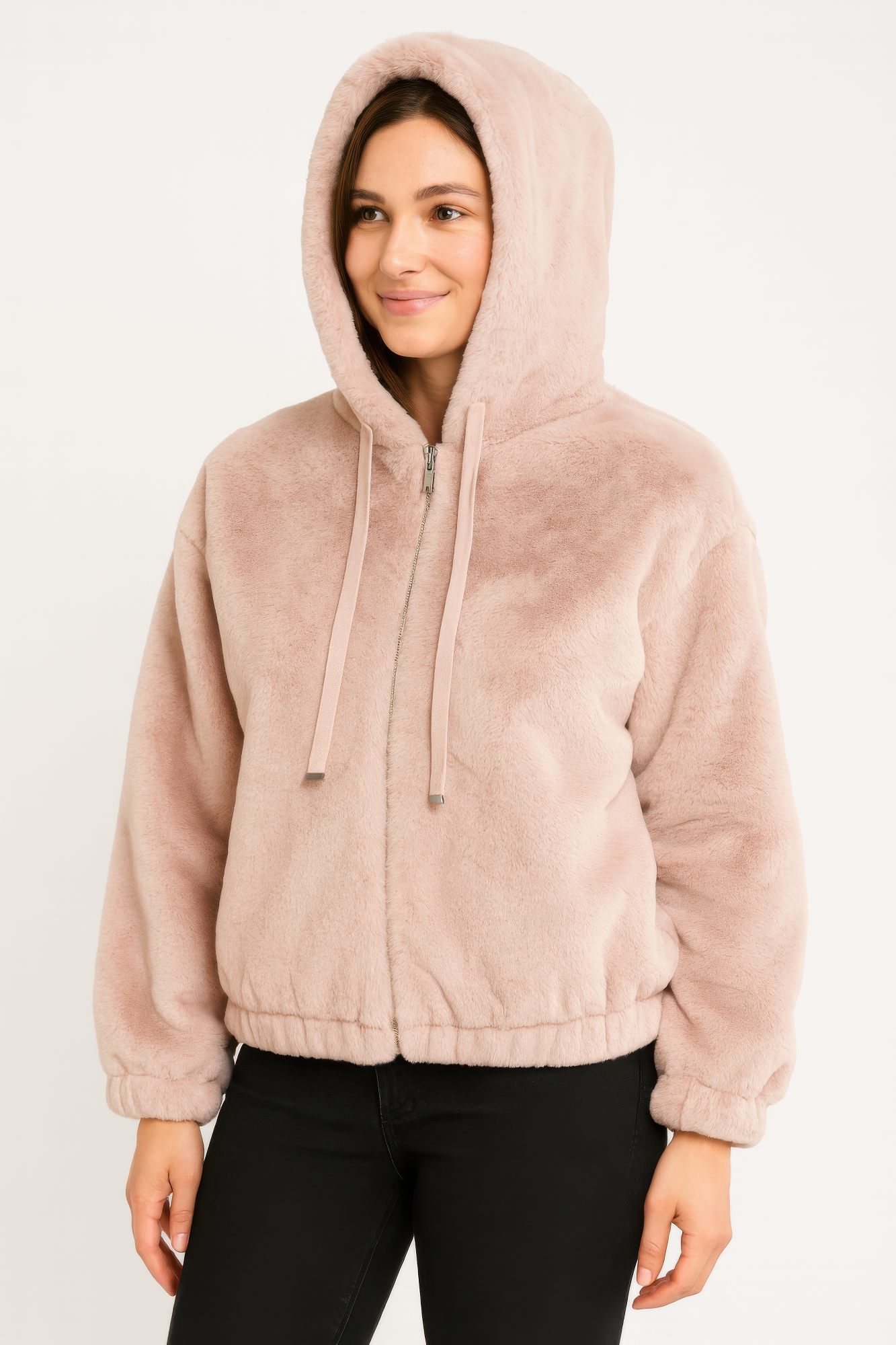 Plush Zip-Up Hooded Jacket See size chart under “more details” The Fashion Celestial