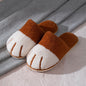 Winter House Warm Fur Slipers For Women Cute Cat paw Designer Bedroom Warm Plush Shoes Non-slip Indoor Women Furry Slippers