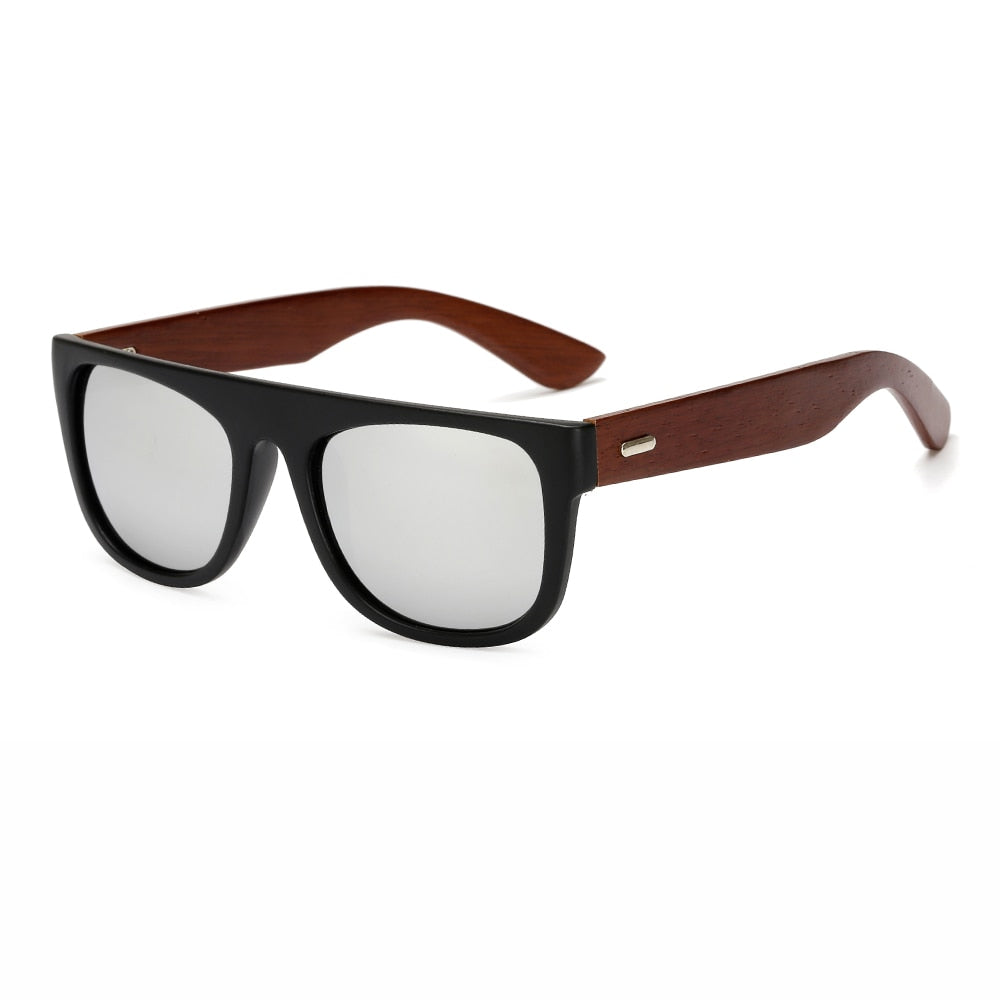 Bamboo Wooden Arms Sunglasses Men Women Black Sunglass FitiqueFit