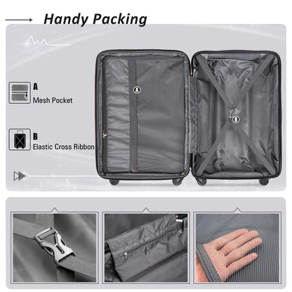 Expanable Spinner Wheel 2 Piece Luggage Set ABS Lightweight Suitcase with TSA Lock 20inch+28inch Light Blue + Plastic