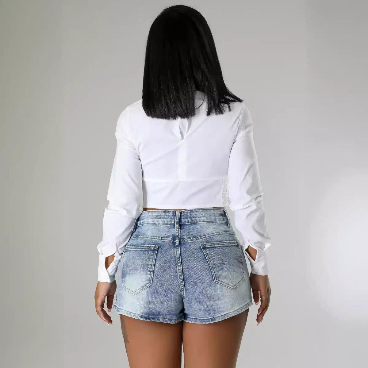 Denim Half Skirt Button-Up Shorts for Country Girls and Bartenders Country in My Heart