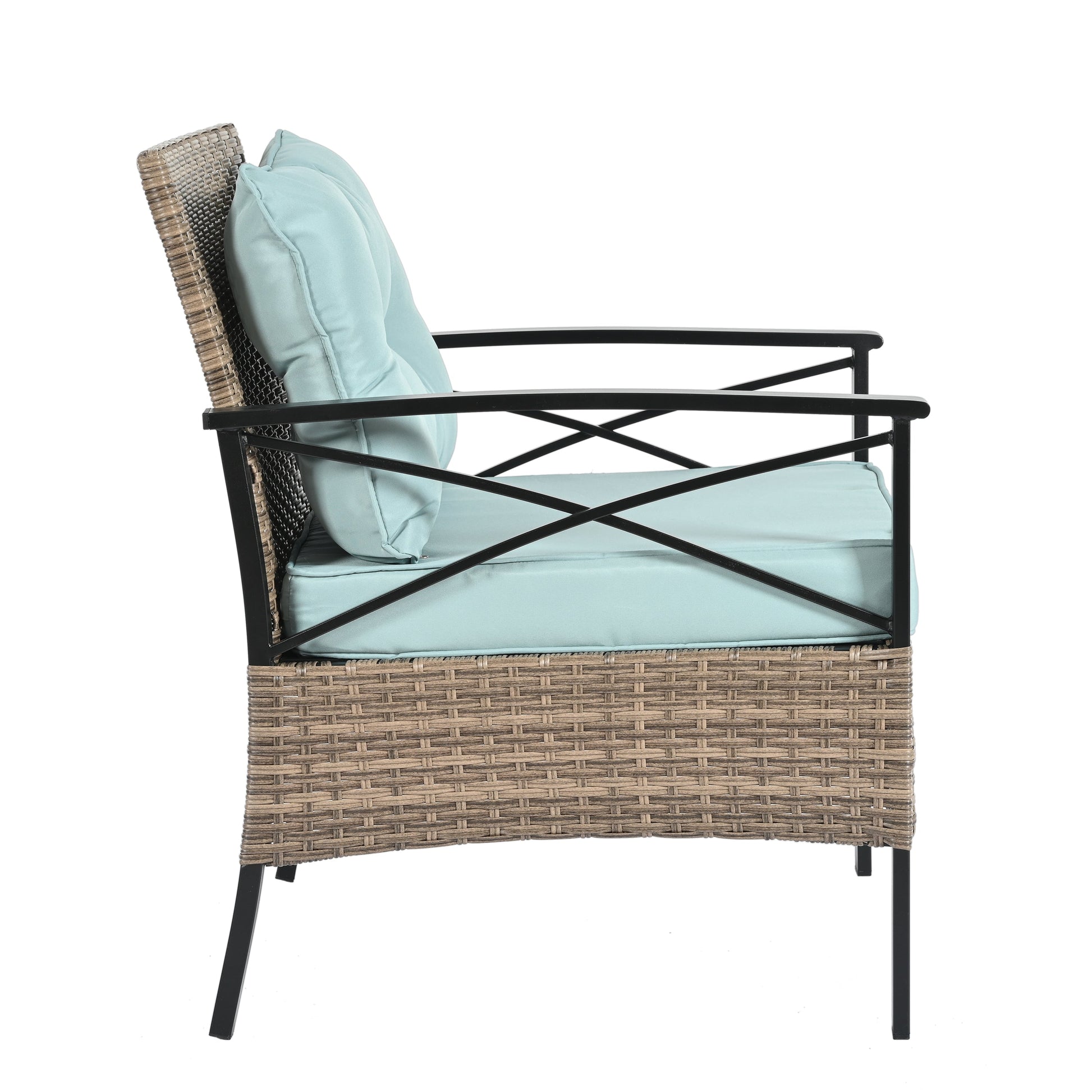Patio Furniture, Outdoor Furniture, Seasonal PE Wicker Furniture, Four Set Wicker Furniture With Black Metal Table V.I.P Digital Presence